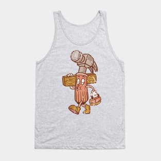 Hammer work retro cartoon Tank Top